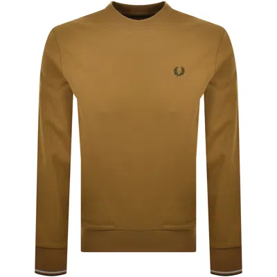 Fred Perry Crew Neck Sweatshirt Blue In Brown