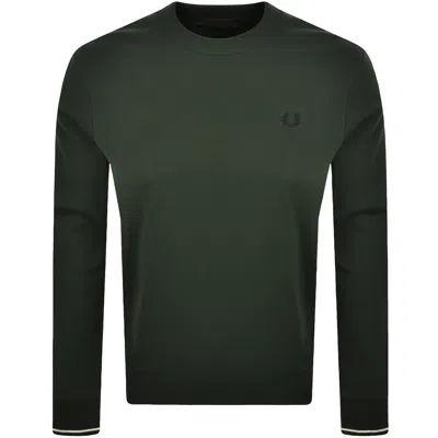 Fred Perry Crew Neck Sweatshirt Court Green In Black