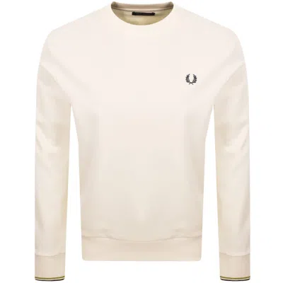 Fred Perry Crew Neck Sweatshirt Ecru In White