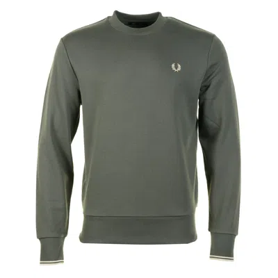 Fred Perry Crew Neck Sweatshirt Field Green Oatmeal