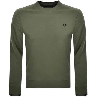 Fred Perry Crew Neck Sweatshirt Wreath Green