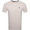 FRED PERRY FRED PERRY CREW NECK T SHIRT BEIGE