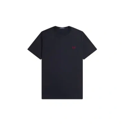 Fred Perry Crew Neck T-shirt Navy / Burnt Red In Blue