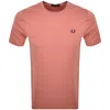 Fred Perry Crew Neck T Shirt Putty Pink In Multi