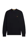 Fred Perry Logo-embroidered Crew-neck Jumper In Black