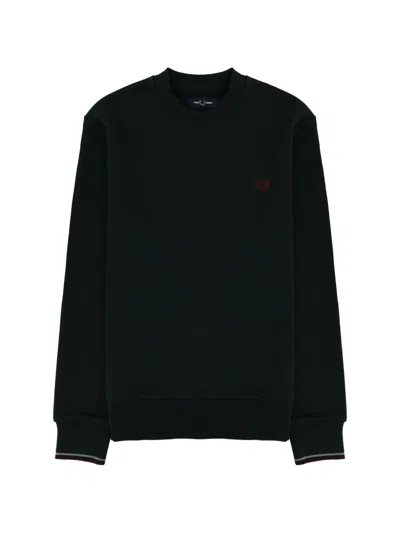 Fred Perry Crew-neck Logo-embroidered Sweatshirt In Black