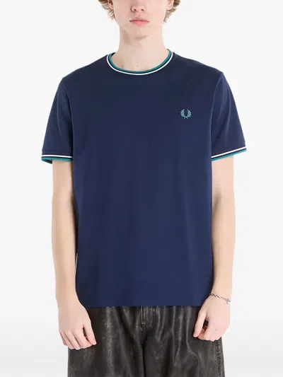 Fred Perry Crew-neck Tipped T-shirt In Blue