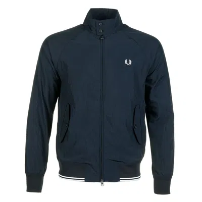 Fred Perry Crinkle Harrington Jacket Navy In Blue