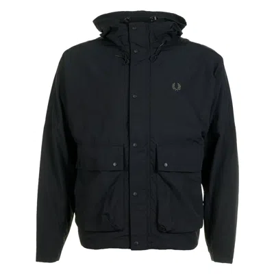 Fred Perry Cropped Ripstop Parka Black In Blue