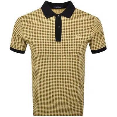 Fred Perry Cross Print Polo Black And Yellow In Gold