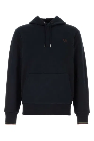 Fred Perry Dark Blue Cotton Sweatshirt In White