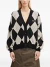 Fred Perry Diamond-pattern Cardigan In Black