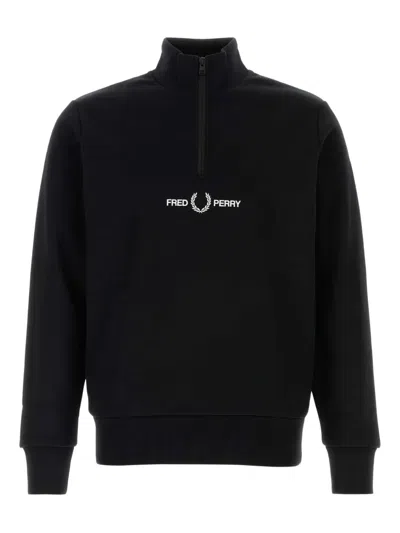 Fred Perry Double Graphic Sweatshirt In Black