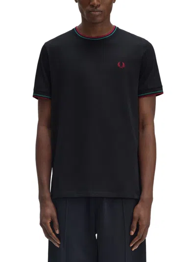 Fred Perry Double Stripe T-shirt In Black