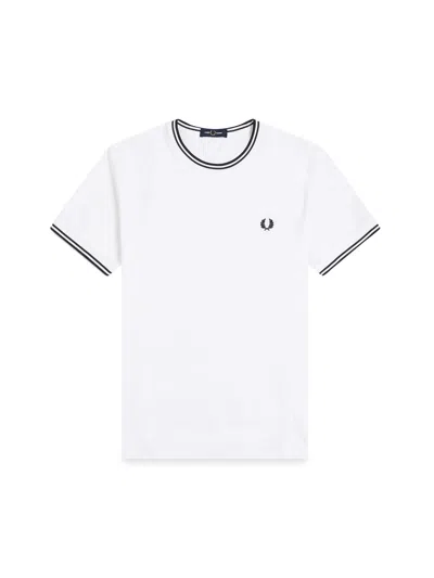 Fred Perry Double Stripe T-shirt In White