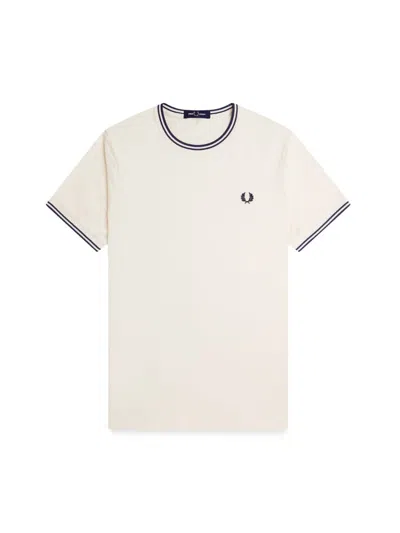 Fred Perry Double Stripe T-shirt In White
