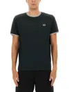 Fred Perry Double Stripe Tshirt In Blue