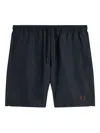 Fred Perry Swim Trunks With Back And Side Pockets In Black