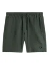 Fred Perry Elastic Waistband Swim Shorts With Back Pocket In Black