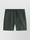 Fred Perry Elastic Waistband Swim Shorts With Back Pocket In Black