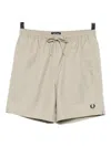 Fred Perry Logo-embroidered Shell Swim Shorts In Gray