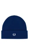 Fred Perry Electric Blue Wool Blend Beanie Hat