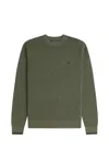 Fred Perry Embroidered Crew Neck Sweater In Green