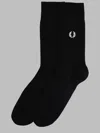 Fred Perry Embroidered Crew Socks In Black