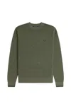 Fred Perry Embroidered Laurel Wreath Crew Neck Sweater In Green