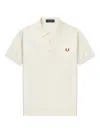 Fred Perry Polo Shirt With Short Sleeves And Ribbed Cuffs In Neutral