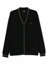 Fred Perry Embroidered-logo Cotton Cardigan In Black