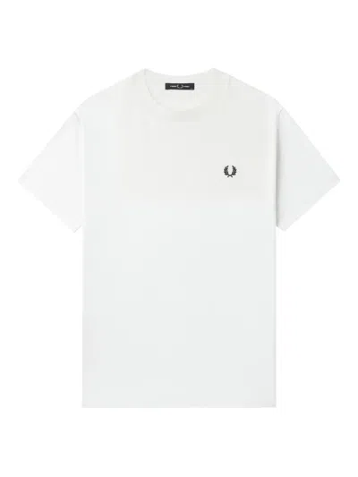 Fred Perry Embroidered-logo Cotton T-shirt In White