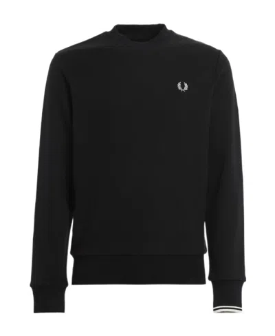 Fred Perry Embroidered Logo Crew-neck Sweatshirt In Black