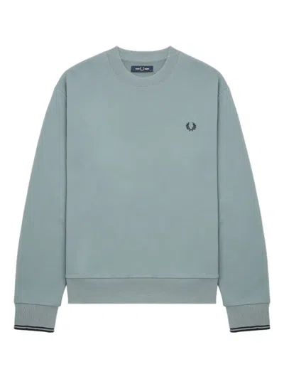 Fred Perry Embroidered-logo Crew Neck Sweatshirt In Blue