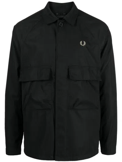 Fred Perry Logo-embroidered Canvas Jacket In Black