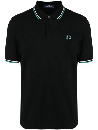 Fred Perry Embroidered-logo Polo Shirt In Black