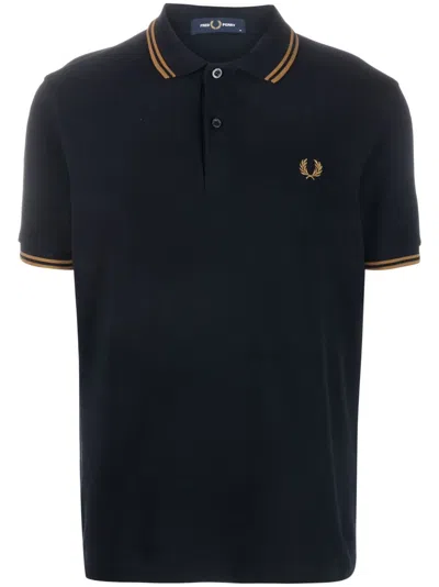 Fred Perry Embroidered-logo Polo Shirt In Blue