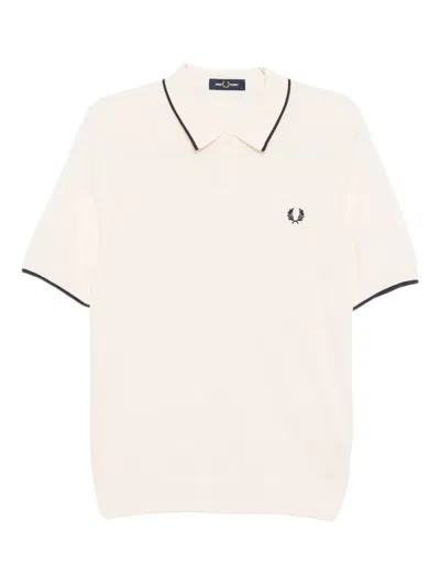 Fred Perry Embroidered-logo Polo Shirt In Neutral