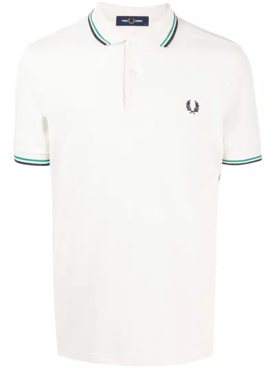 Fred Perry Embroidered-logo Polo Shirt In Neutrals