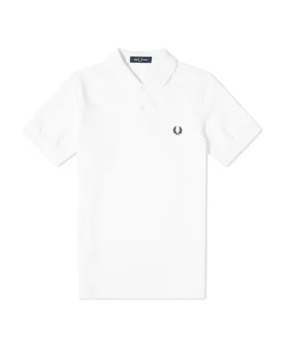 Fred Perry Embroidered Logo Polo Shirt In White