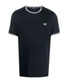 Fred Perry Embroidered-logo Short-sleeved T-shirt In Black