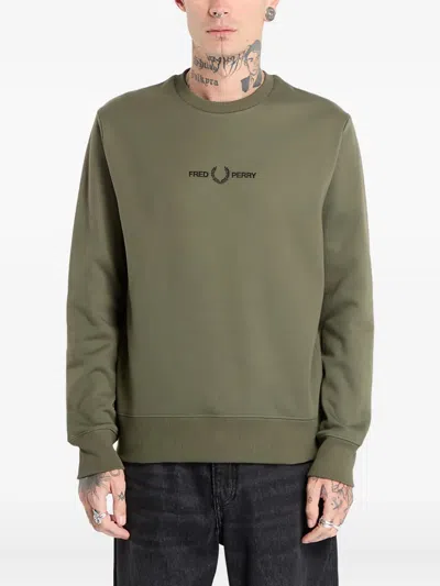 Fred Perry Embroidered Logo Sweatshirt In Green