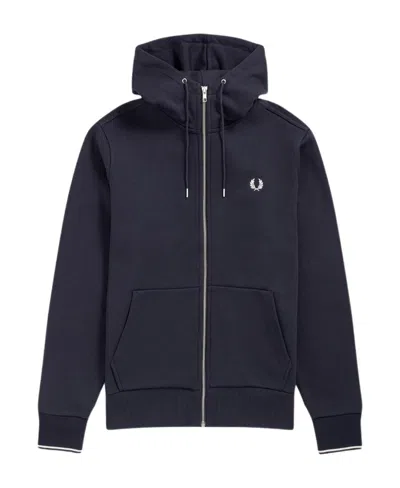 Fred Perry Embroidered-logo Zip-up Hoodie In Black