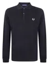 Fred Perry Embroidered Long-sleeve Polo Shirt In Black
