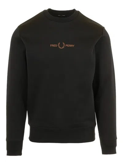 Fred Perry Embroidered Sweatshirt In Black