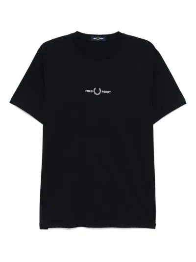 Fred Perry Embroidered T-shirt In Black
