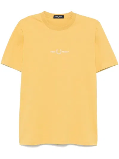 Fred Perry Embroidered T-shirt In Yellow