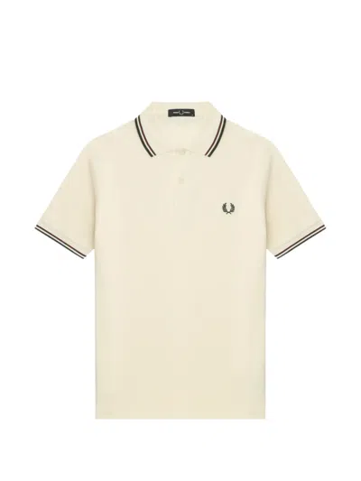 Fred Perry Logo-embroidered Cotton Polo Shirt In Neutral