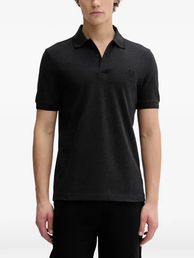 Fred Perry Embroidered-logo Piqué Polo Shirt In Gray