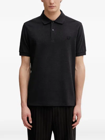 Fred Perry Embroidered-logo Polo Shirt In Black